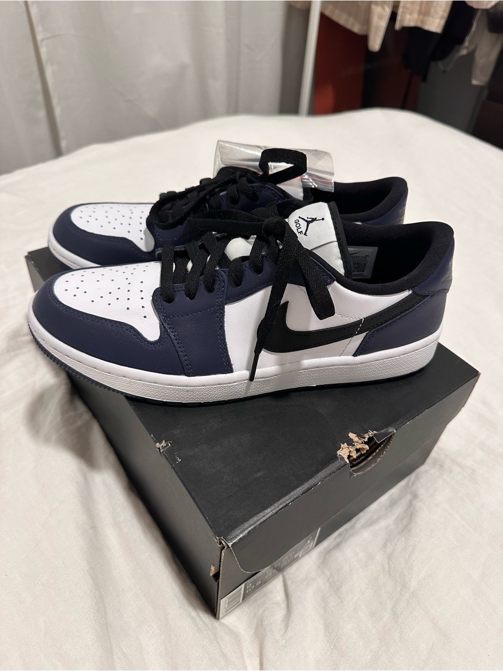 Nike Men's Air Jordan 1 Golf Sneakers in Navy, Black & White